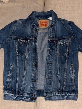 Levi's Small Blue Denim Jacket with Tan Leather Patch